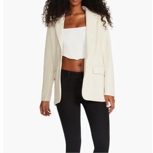 Steve Madden Faux Leather Boyfriend Blazer in Bone